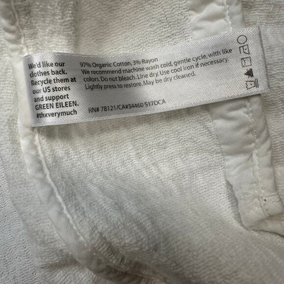 Eileen Fisher Unstructured Open Front Jacket in White Cotton/Rayon Size Medium - Picture 5 of 6